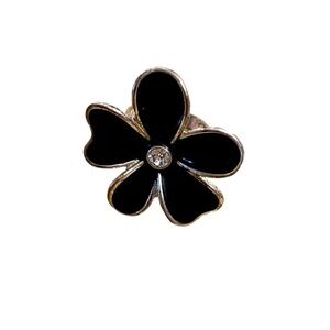 Ring Black & Silver Flower Diamond Accent Cocktail Ring